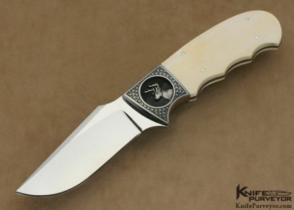 D'Alton Holder Custom Knife Mammoth Ivory Clip Blade Hunter Engraved By Bruce Shaw "Whitetail Deer"