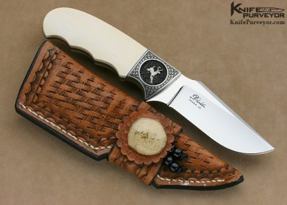 D'Alton Holder Custom Knife Mammoth Ivory Clip Blade Hunter Engraved By Bruce Shaw "Whitetail Deer" - Image 4