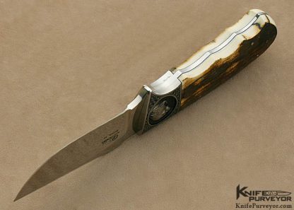 D'Alton Holder Custom Knife Mammoth Ivory Finger Groove Hunter Engraved by Bruce Shaw - Image 6