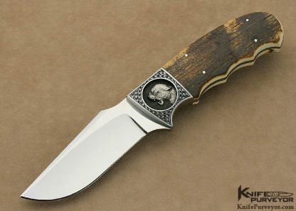 D'Alton Holder Custom Knife Mammoth Ivory Finger Groove Hunter Engraved by Bruce Shaw