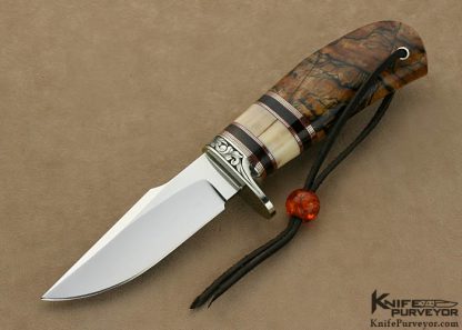 D'Alton Holder Custom Knife "Mitchell's Clip II " Spalted Mapel & Walrus Ivory with African Blackwood