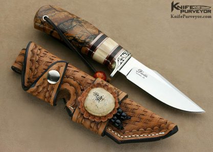 D'Alton Holder Custom Knife "Mitchell's Clip II " Spalted Mapel & Walrus Ivory with African Blackwood - Image 3