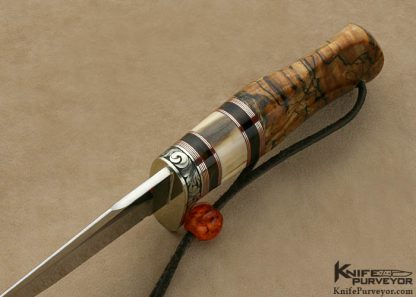 D'Alton Holder Custom Knife "Mitchell's Clip II " Spalted Mapel & Walrus Ivory with African Blackwood - Image 4