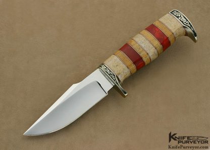 D'Alton Holder Custom Knife Engraved by Bruce Christensen with Oosic, Whale Bone & Strawberry Amber