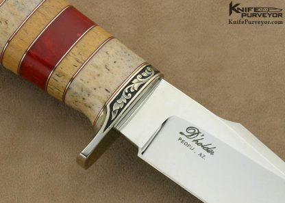 D'Alton Holder Custom Knife Engraved by Bruce Christensen with Oosic, Whale Bone & Strawberry Amber - Image 2