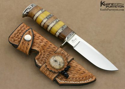 D'Alton Holder Custom Knife "My Knife" Engraved by Darren Reeves Oosic, Pear Wood & Yellow Amber - Image 3