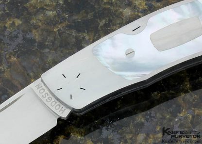 Dick Hodgson Custom Knife AKI Mother of Pearl Interframe Tail Lock - Image 2