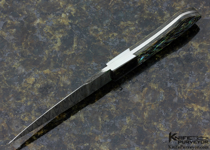 Don Cowles Custom Knife Damascus & Abalone Fixed Blade - Knife Purveyor