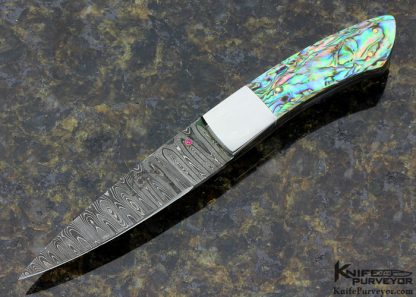 Don Cowles Custom Knife Damascus & Abalone Fixed Blade