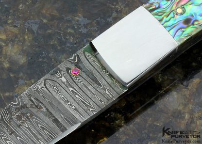 Don Cowles Custom Knife Damascus & Abalone Fixed Blade - Image 2