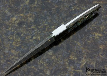 Don Cowles Custom Knife Damascus & Abalone Fixed Blade - Image 4