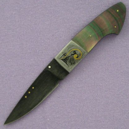 Don Cowles Custom Knife Blacklip Pearl Spear Engraved by Jim Small