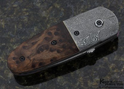 Don Fogg Custom Knife Buckeye Burl & Sole Authorship Damascus "Butter Bean" Linerlock - Image 5