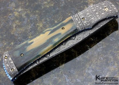 Don Hanson III Custom Knife Mammoth & Damascus Auto Linerlock - Image 3