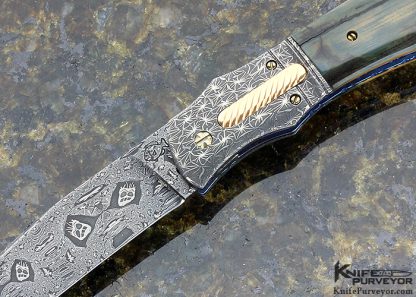 Don Hanson III Custom Knife Mammoth & Damascus Auto Linerlock - Image 2