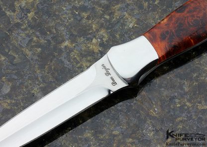 Don Lozier Custom Knife Presentation Grade Golden Brown Maple Burl EDC Dagger - Image 2