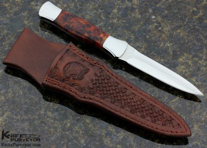 Don Lozier Custom Knife Presentation Grade Golden Brown Maple Burl EDC Dagger - Image 3