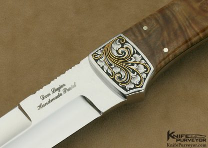 Don Lozier Custom Knife Burl Wood Fighter Engraved by Julie Warenski - Image 2