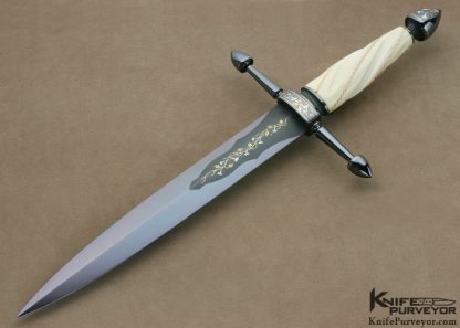 Dr. Fred Carter Custom Knife Sole Authorship Engraved Fluted Mammoth Ivory Art Dagger