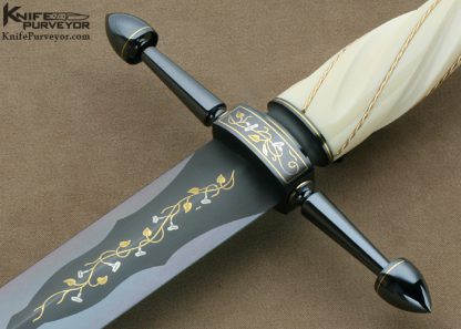 Dr. Fred Carter Custom Knife Sole Authorship Engraved Fluted Mammoth Ivory Art Dagger - Image 2