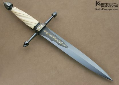 Dr. Fred Carter Custom Knife Sole Authorship Engraved Fluted Mammoth Ivory Art Dagger - Image 4