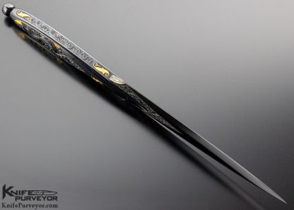 Dr. Fred Carter Custom Knife Sole Authorship Spear Point  Dagger Carved with 24Kt. Gold Inlays - Image 6