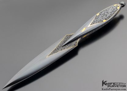 Dr. Fred Carter Custom Knife Sole Authorship Spear Point  Dagger Carved with 24Kt. Gold Inlays