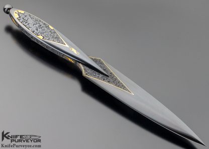 Dr. Fred Carter Custom Knife Sole Authorship Spear Point  Dagger Carved with 24Kt. Gold Inlays - Image 3