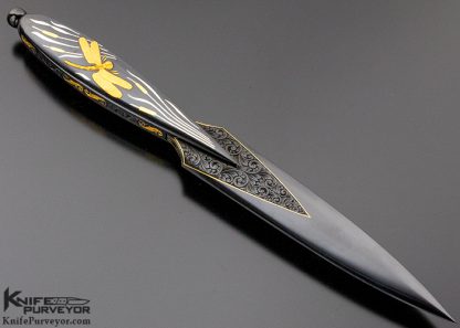 Dr. Fred Carter Custom Knife 24 Kt. Gold Inlays Dragonfly Dagger - Image 3