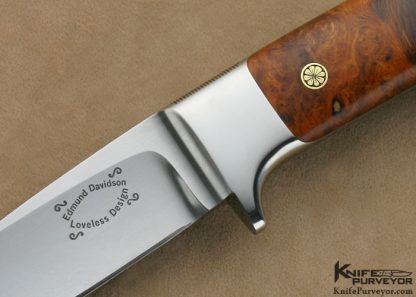 Edmund Davidson Custom Knife Jere Davidson Engraved Desert Ironwood Integral "Bob Loveless" Style Drop Point Hunter - Image 2