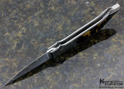 Emmanuel Esposito Custom Knife Amber with 18K Gold Accents "Lizard" Lockback - Image 5