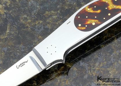 Emmanuel Esposito Custom Knife Amber with 18K Gold Accents "Lizard" Lockback - Image 2