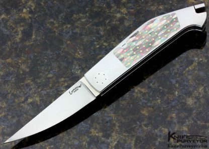 Emmanuel Esposito Custom Knife Colibri Hexatech Black Lip Pearl with 24Kt Gold Dots