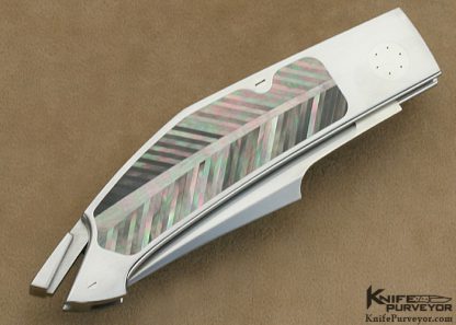 Emmauel Esposito Custom Knife Multiple Black Lip Tahitian Pearl Shell Inlaid "Rhino HT" Lockback - Image 3