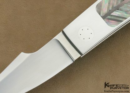 Emmauel Esposito Custom Knife Multiple Black Lip Tahitian Pearl Shell Inlaid "Rhino HT" Lockback - Image 2