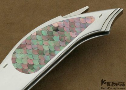 Emmanuel Esposito Custom Knives Black Lip Tahitian Pearl Shell Fish Scale Inlayed "Lizard" Lockback Folder - Image 3