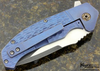 Enrique Pena Custom Knife Diesel 4.5 with 2 Tone CPM-154 Blade and Jigged Titanium Frame Lock Flipper - Image 3