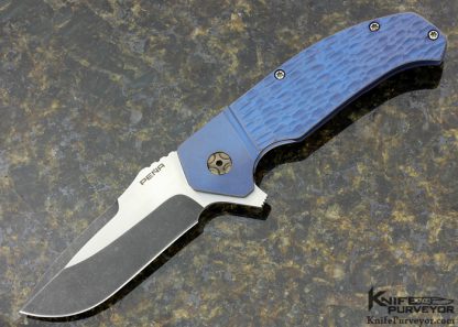 Enrique Pena Custom Knife Diesel 4.5 with 2 Tone CPM-154 Blade and Jigged Titanium Frame Lock Flipper