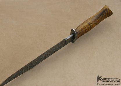 Eric Barns Custom Knife Sole Authorship Damascus Fighter with Curly Maple Handle - Image 6