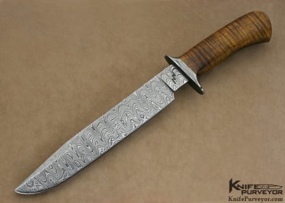 Eric Barns Custom Knife Sole Authorship Damascus Fighter with Curly Maple Handle