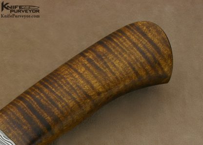 Eric Barns Custom Knife Sole Authorship Damascus Fighter with Curly Maple Handle - Image 3