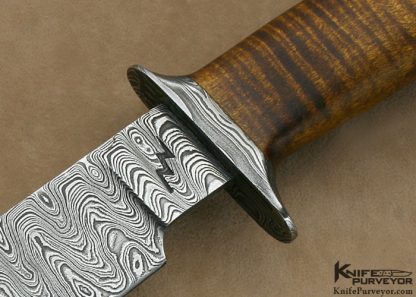 Eric Barns Custom Knife Sole Authorship Damascus Fighter with Curly Maple Handle - Image 2