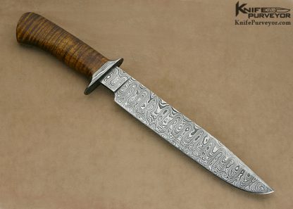 Eric Barns Custom Knife Sole Authorship Damascus Fighter with Curly Maple Handle - Image 4