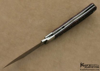 Ken Erickson Custom Knife Brown Jigged Bone Remington R1306 Bullet Lockback - Image 5