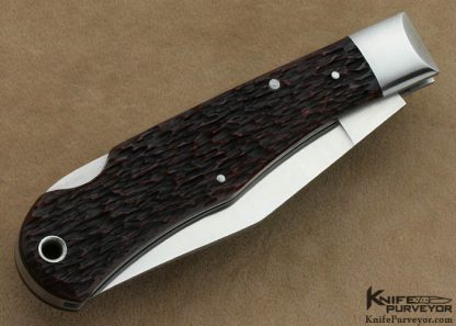 Ken Erickson Custom Knife Brown Jigged Bone Remington R1306 Bullet Lockback - Image 3