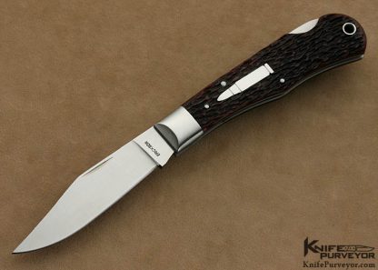 Ken Erickson Custom Knife Brown Jigged Bone Remington R1306 Bullet Lockback