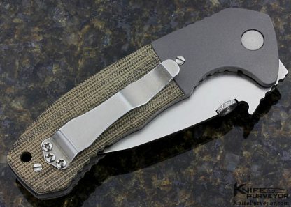 Ernie Emerson Custom Knife CQC-14 Green Canvas Micarta and Titanium Frame Lock - Image 3