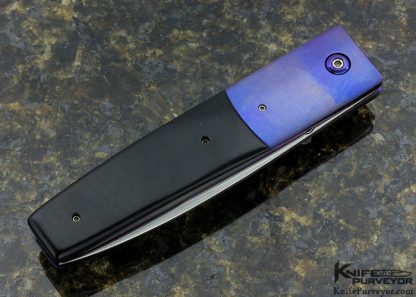 Ernie Emerson Custom Knife Anodized Titanium & Polished Linene Micarta Halfmoon Pre-Tac Linerlock - Image 3