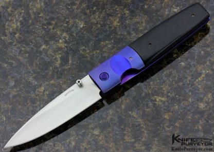 Ernie Emerson Custom Knife Anodized Titanium & Polished Linene Micarta Halfmoon Pre-Tac Linerlock