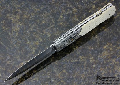 Fabrizio Silvestreilli Custom Knife Pique Mammoth Lockback Dagger Engraved By Luca Casari - Image 4